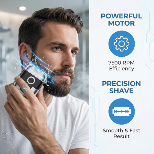 Electric Razor for Men, Compact Travel Razor with LED Screen, IPX7 Waterproof Wet/Dry Foil Shaver, USB-C Rechargeable, Mini Razor, Ideal Gift for Men